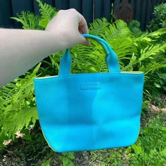 BAEKGAARD BLUE AND YELLOW VINTAGE HAND BAG - Picture 5 of 8